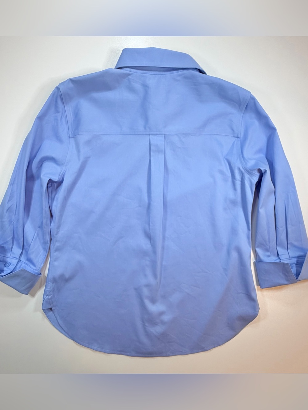 Chico's NO IRON Chic Stretch Shirt Top Blue Button Up 3/4 Sleeve Sz 0 S 4 NWT - Picture 9 of 12
